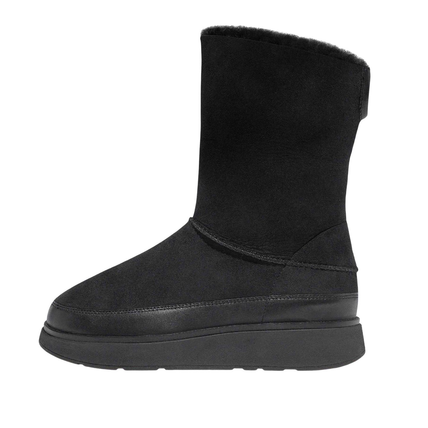 Black - Side - Fit Flop Womens-Ladies Gen-FF Doubleface Leather Shearling Ankle Boots