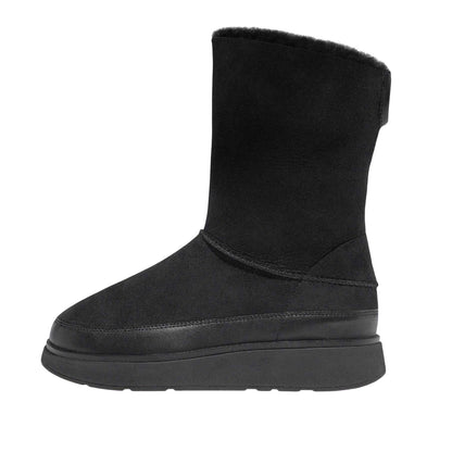 Black - Side - Fit Flop Womens-Ladies Gen-FF Doubleface Leather Shearling Ankle Boots
