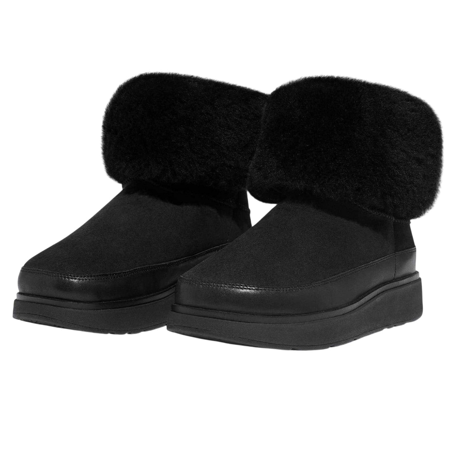 Black - Lifestyle - Fit Flop Womens-Ladies Gen-FF Doubleface Leather Shearling Ankle Boots