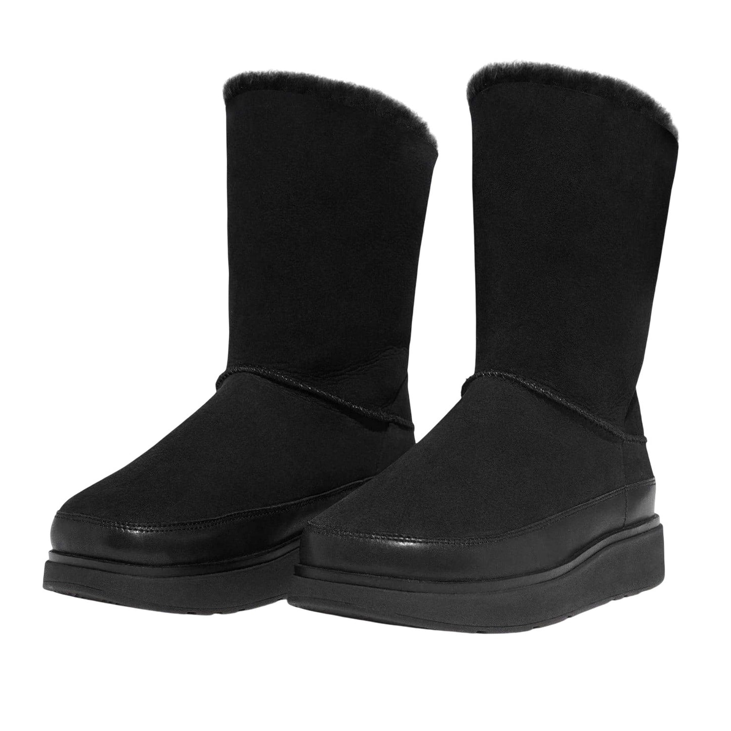 Black - Front - Fit Flop Womens-Ladies Gen-FF Doubleface Leather Shearling Ankle Boots