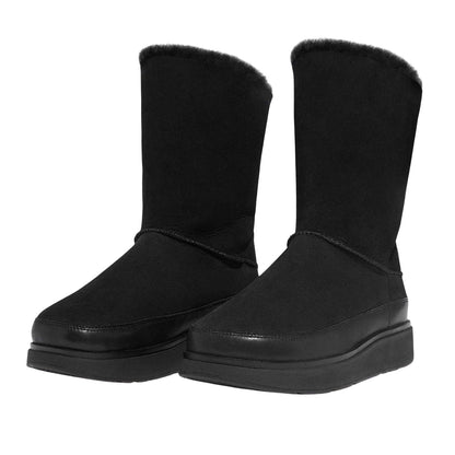 Black - Front - Fit Flop Womens-Ladies Gen-FF Doubleface Leather Shearling Ankle Boots