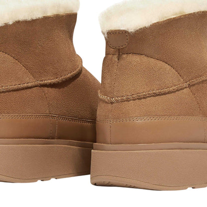 Tan - Pack Shot - Fit Flop Womens-Ladies Gen-FF Ultra Mini Doubleface Shearling Ankle Boots