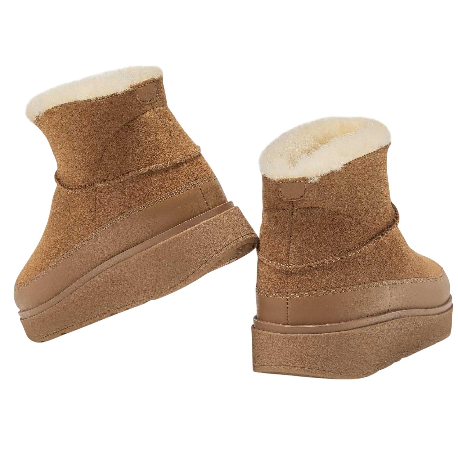 Tan - Close up - Fit Flop Womens-Ladies Gen-FF Ultra Mini Doubleface Shearling Ankle Boots