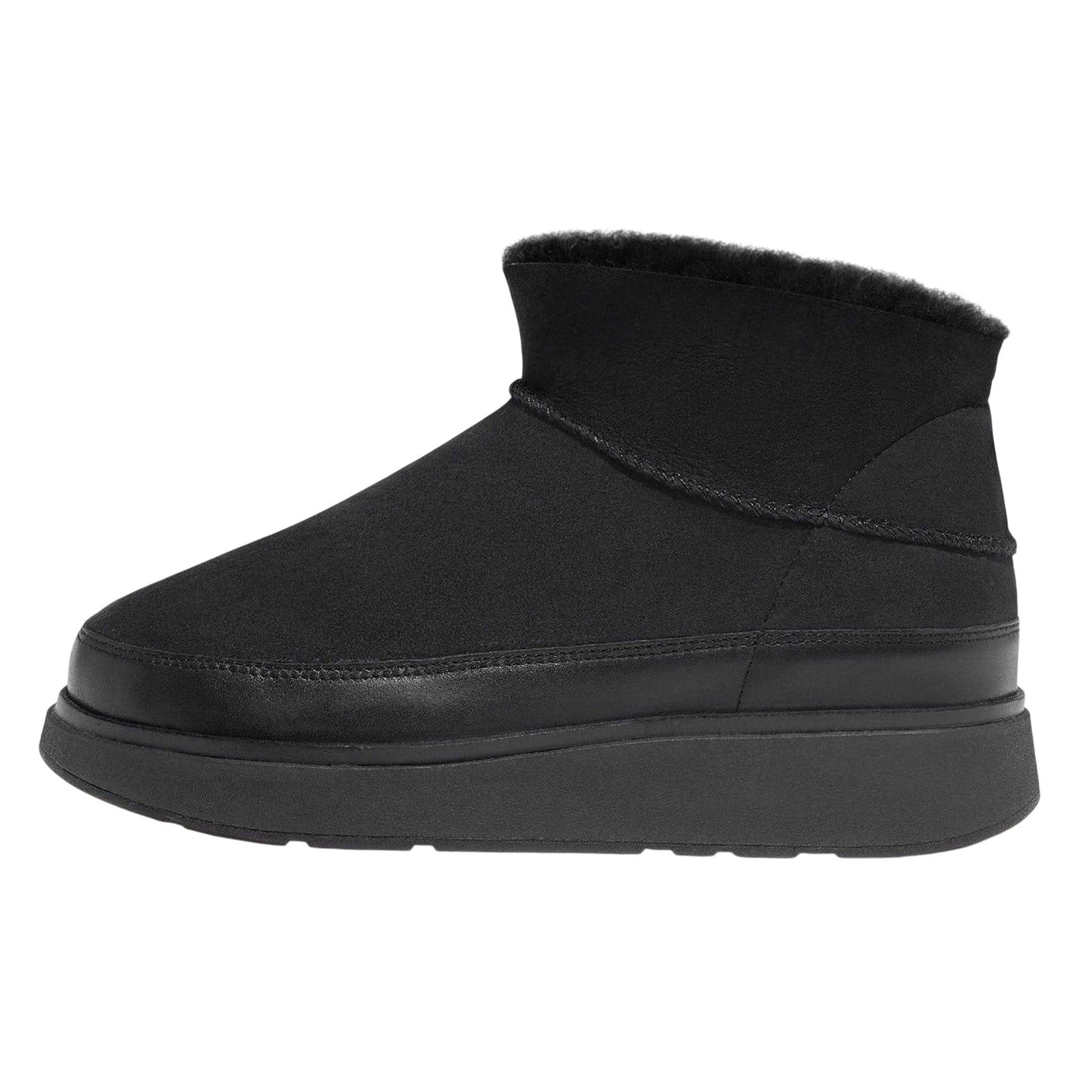 Black - Side - Fit Flop Womens-Ladies Gen-FF Ultra Mini Doubleface Shearling Ankle Boots