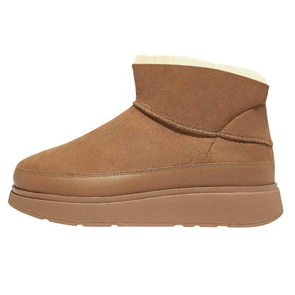 Tan - Back - Fit Flop Womens-Ladies Gen-FF Ultra Mini Doubleface Shearling Ankle Boots