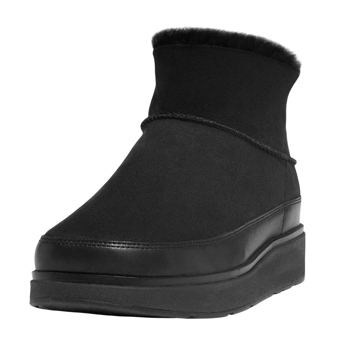 Black - Front - Fit Flop Womens-Ladies Gen-FF Ultra Mini Doubleface Shearling Ankle Boots