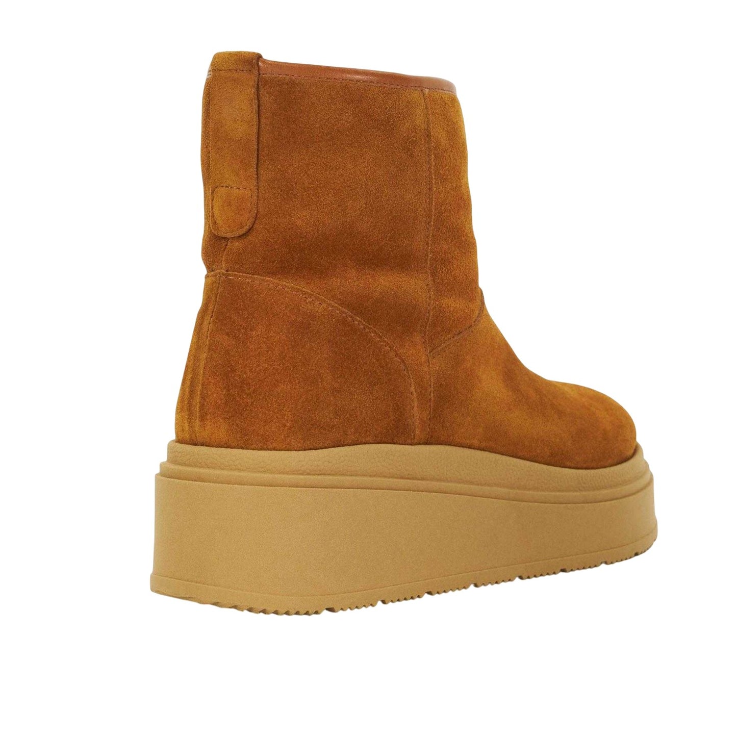 Tan - Back - Dune London Womens-Ladies Podsey Suede Shearling Ankle Boots