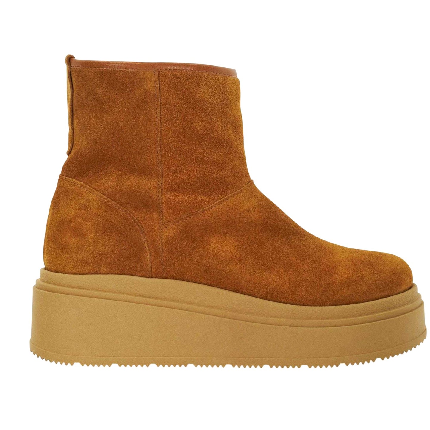 Tan - Side - Dune London Womens-Ladies Podsey Suede Shearling Ankle Boots
