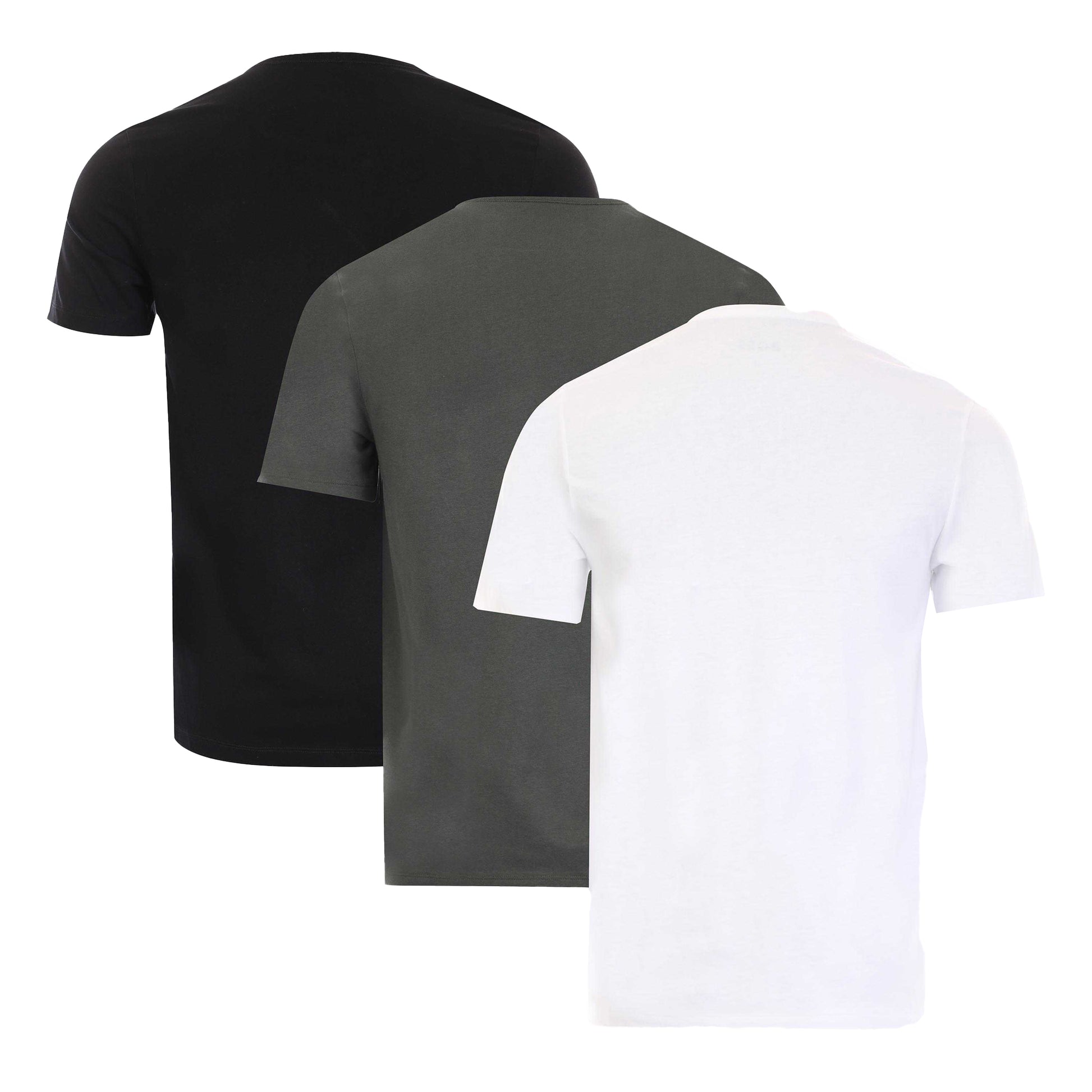 White-Grey-Black - Back - Boss Mens Logo T-Shirt (Pack of 3)