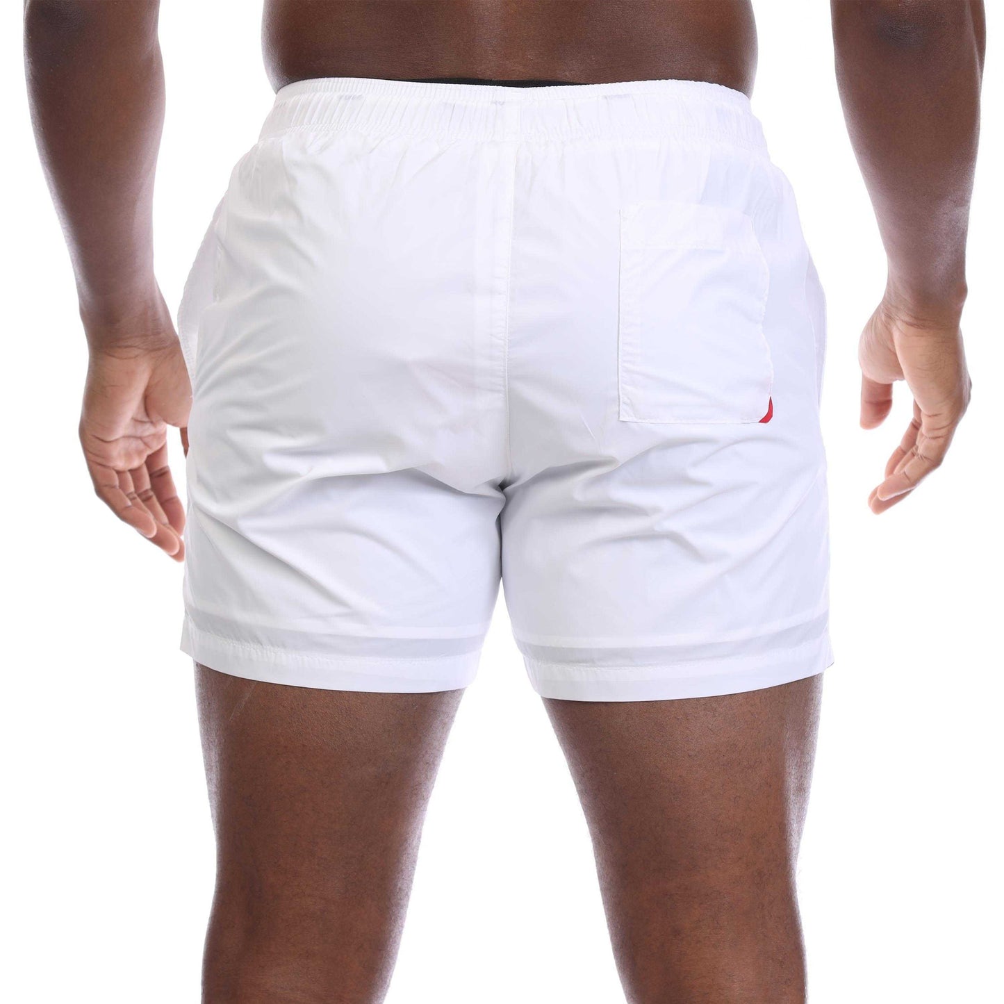 Natural - Back - Hugo Mens Haiti Contrast Logo Swim Shorts