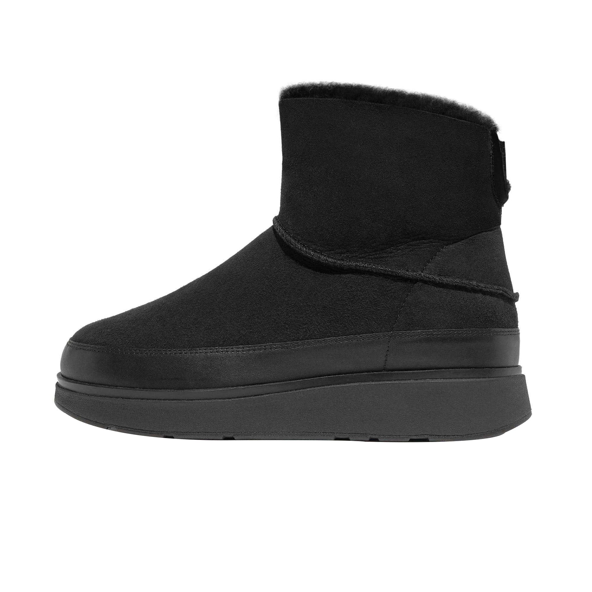 Black - Back - Fit Flop Womens-Ladies Gen-FF Mini Doubleface Shearling Ankle Boots