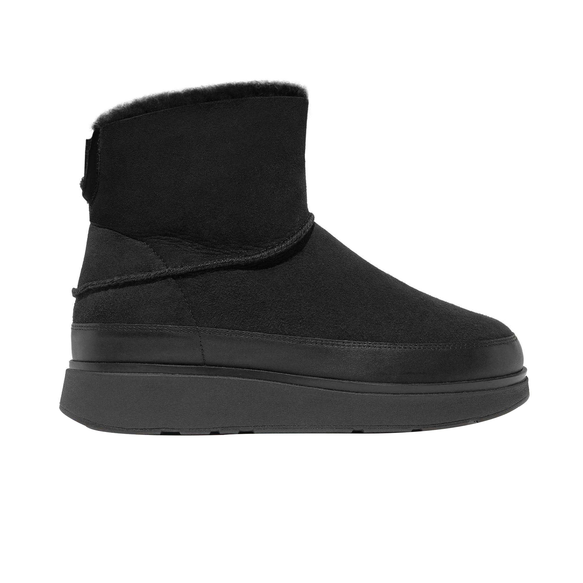 Black - Side - Fit Flop Womens-Ladies Gen-FF Mini Doubleface Shearling Ankle Boots
