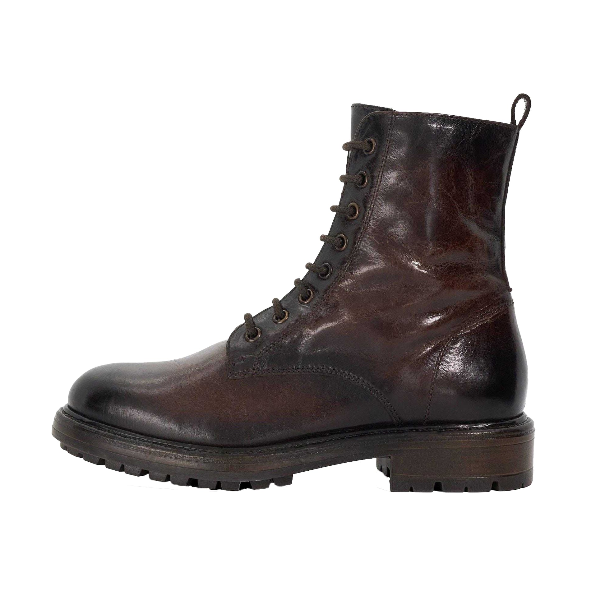 Brown - Side - Dune London Womens-Ladies Patley Leather Ankle Boots