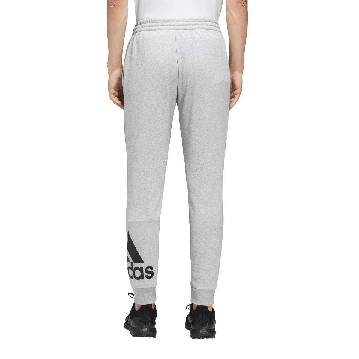 Grey - Back - Adidas Mens French Terry Logo Tapered Leg Jogging Bottoms