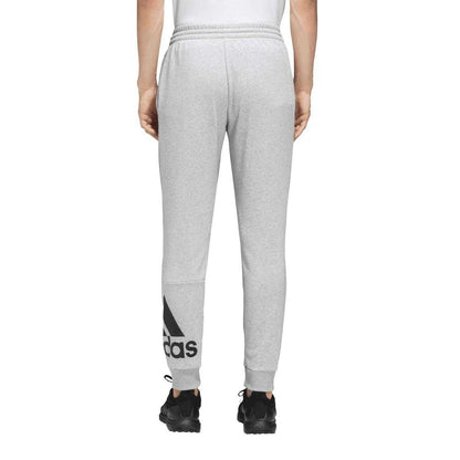 Grey - Back - Adidas Mens French Terry Logo Tapered Leg Jogging Bottoms