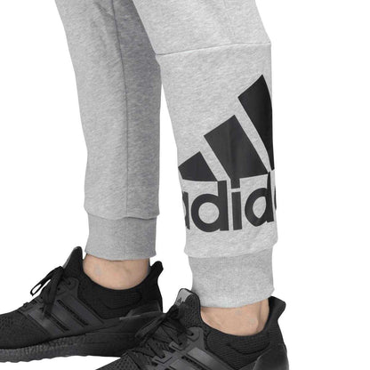 Grey - Side - Adidas Mens French Terry Logo Tapered Leg Jogging Bottoms
