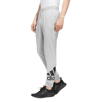Grey - Lifestyle - Adidas Mens French Terry Logo Tapered Leg Jogging Bottoms