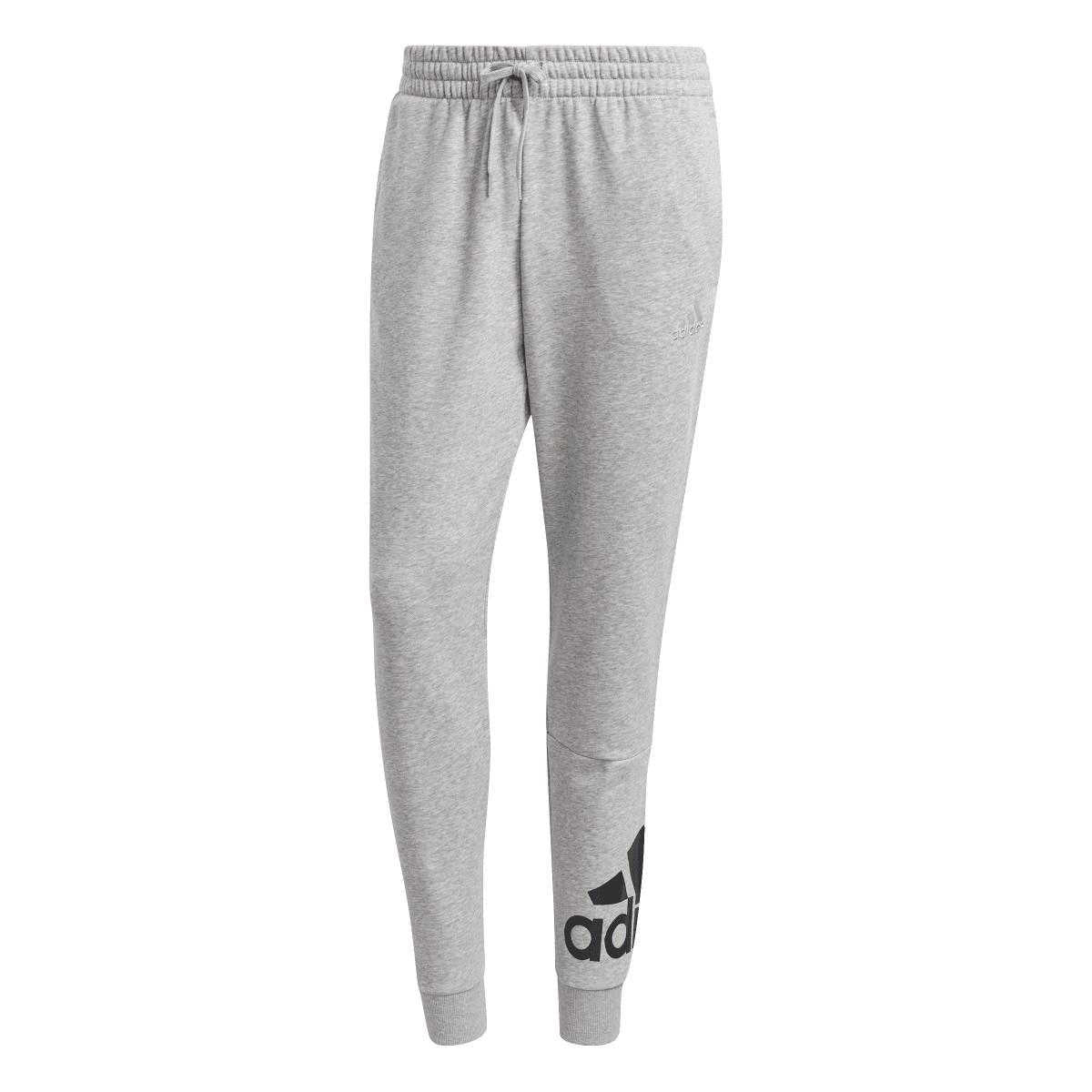 Grey - Front - Adidas Mens French Terry Logo Tapered Leg Jogging Bottoms