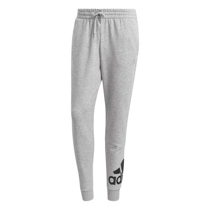 Grey - Front - Adidas Mens French Terry Logo Tapered Leg Jogging Bottoms
