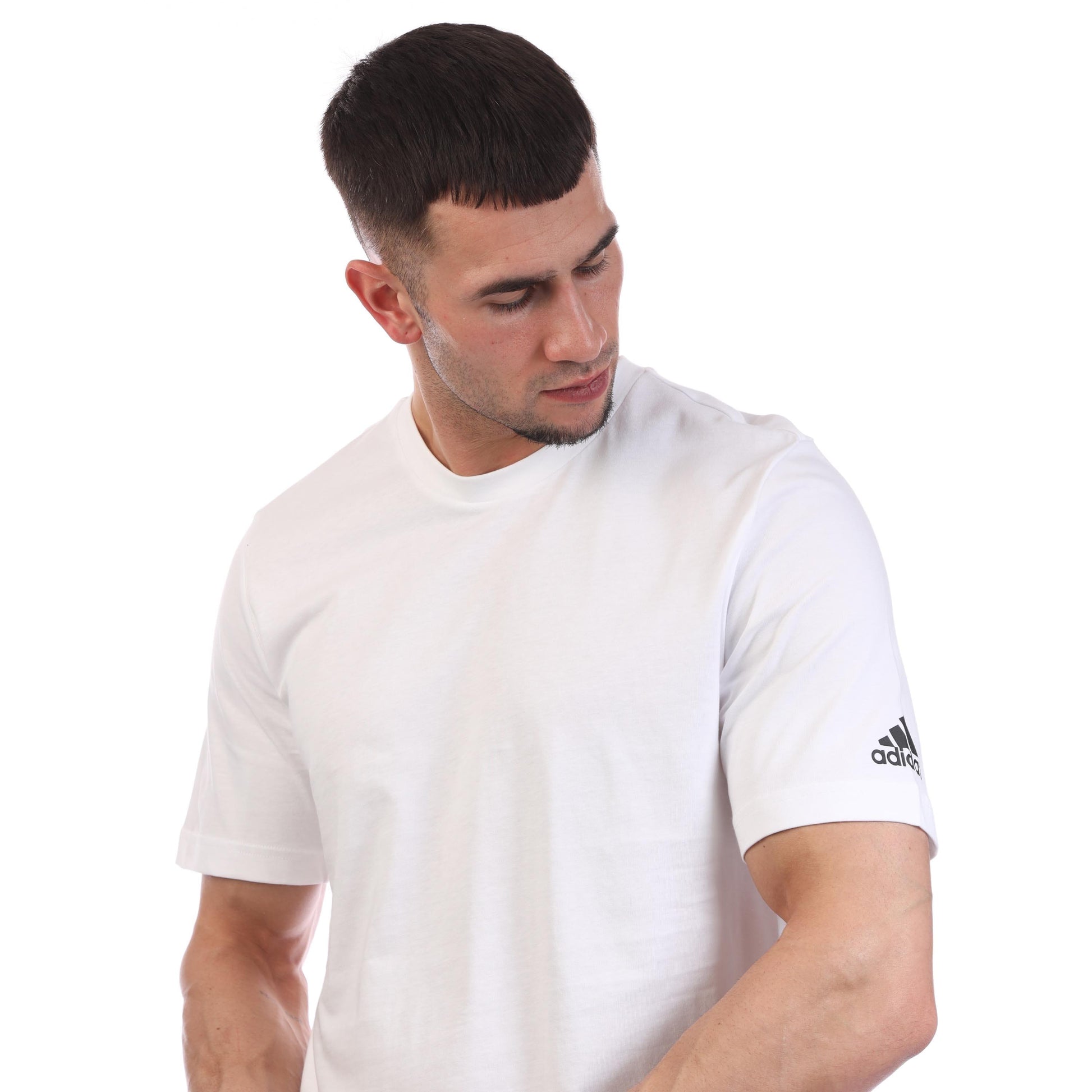 White - Side - Adidas Mens Bos Blank T-Shirt