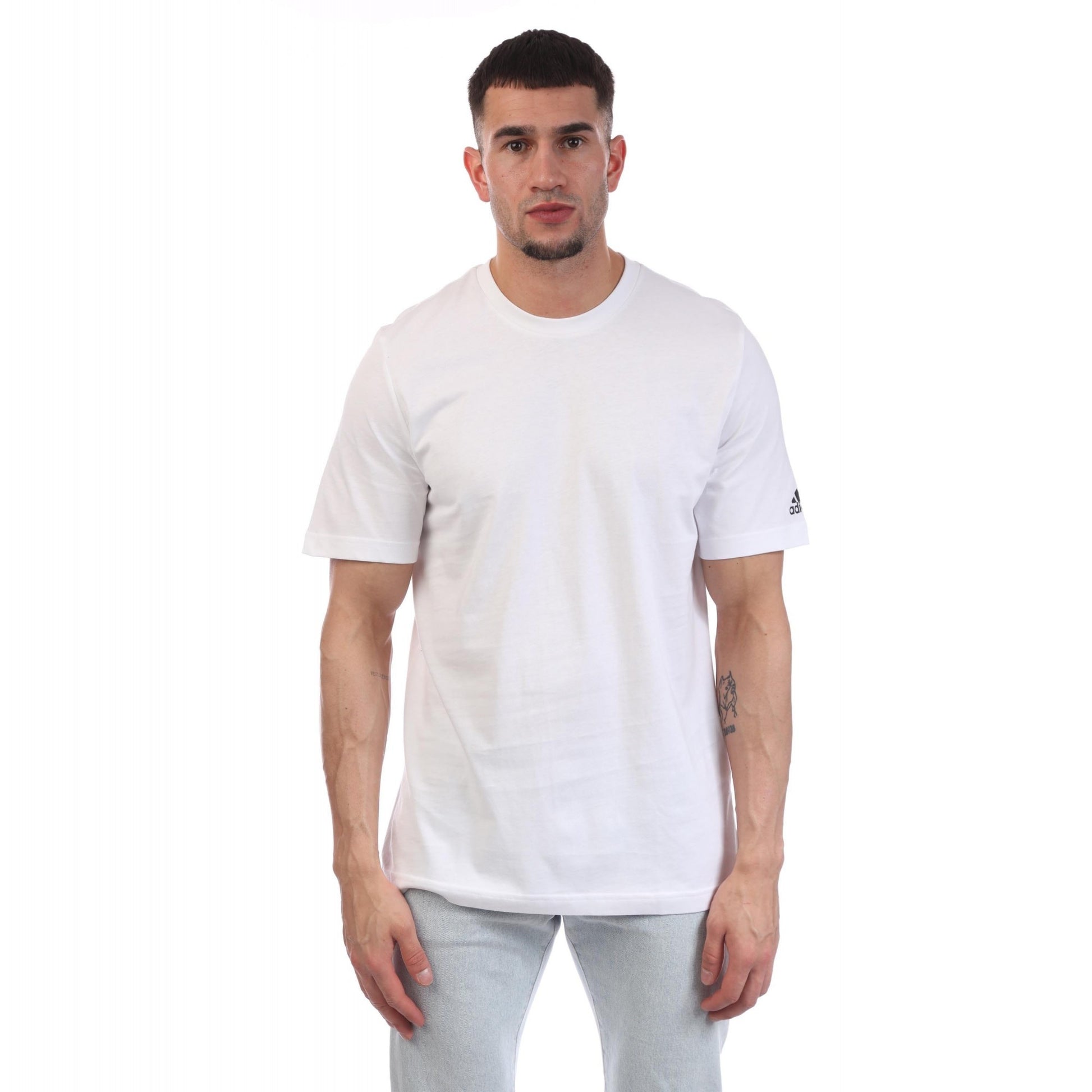 White - Front - Adidas Mens Bos Blank T-Shirt
