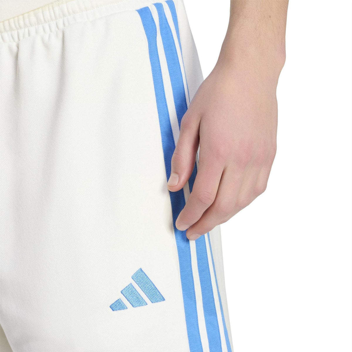 White-Blue - Lifestyle - Adidas Mens Essentials French Terry 3 Stripes Shorts