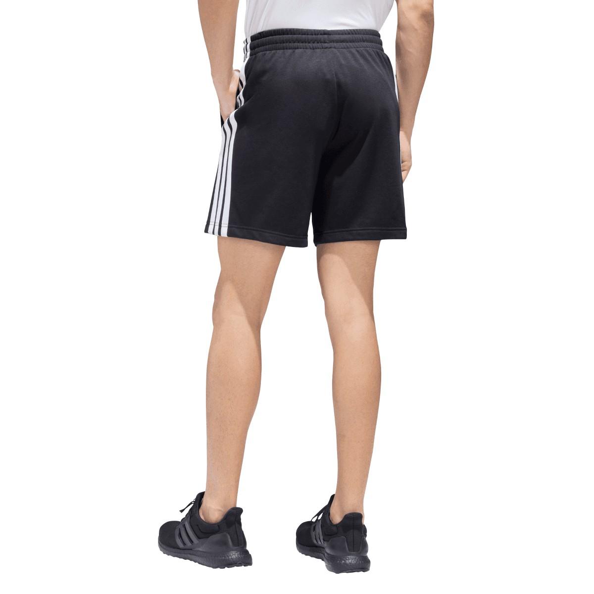Black - Back - Adidas Mens Essentials French Terry 3 Stripes Shorts