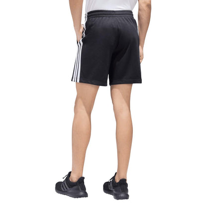 Black - Back - Adidas Mens Essentials French Terry 3 Stripes Shorts