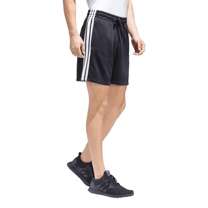 Black - Close up - Adidas Mens Essentials French Terry 3 Stripes Shorts