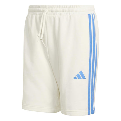 White-Blue - Front - Adidas Mens Essentials French Terry 3 Stripes Shorts