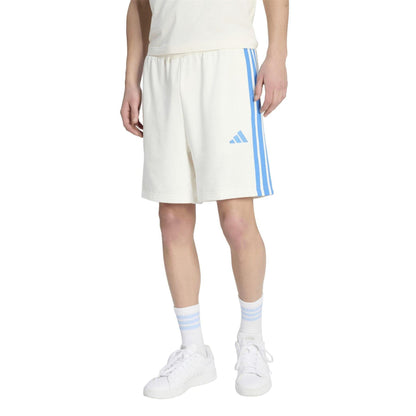White-Blue - Back - Adidas Mens Essentials French Terry 3 Stripes Shorts