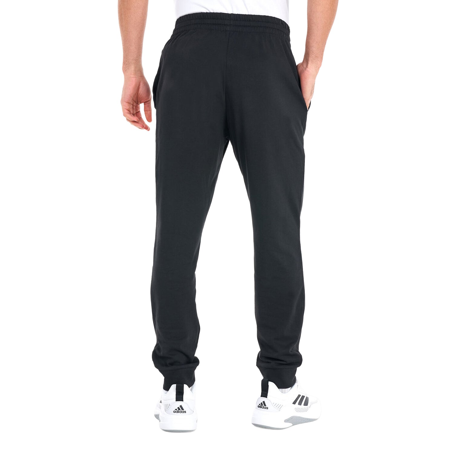 Black - Back - Adidas Mens Essentials Single Jersey Tapered Leg Jogging Bottoms