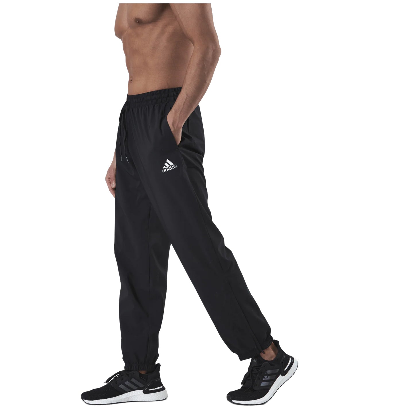 Black - Side - Adidas Mens Essentials Stanford Aeroready Jogging Bottoms