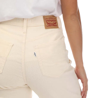 White - Side - Levis Womens-Ladies Corduroy High Waist Mom Jeans