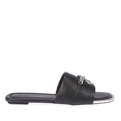 Black - Back - DKNY Womens-Ladies Holden Charm Flat Sliders