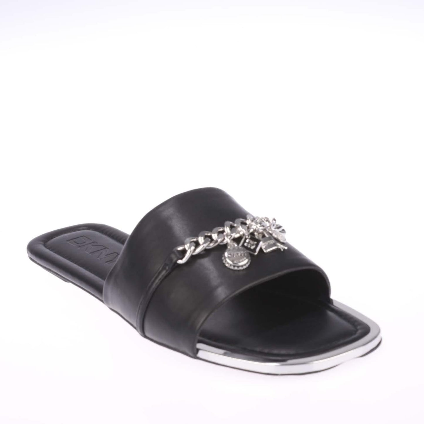 Black - Side - DKNY Womens-Ladies Holden Charm Flat Sliders