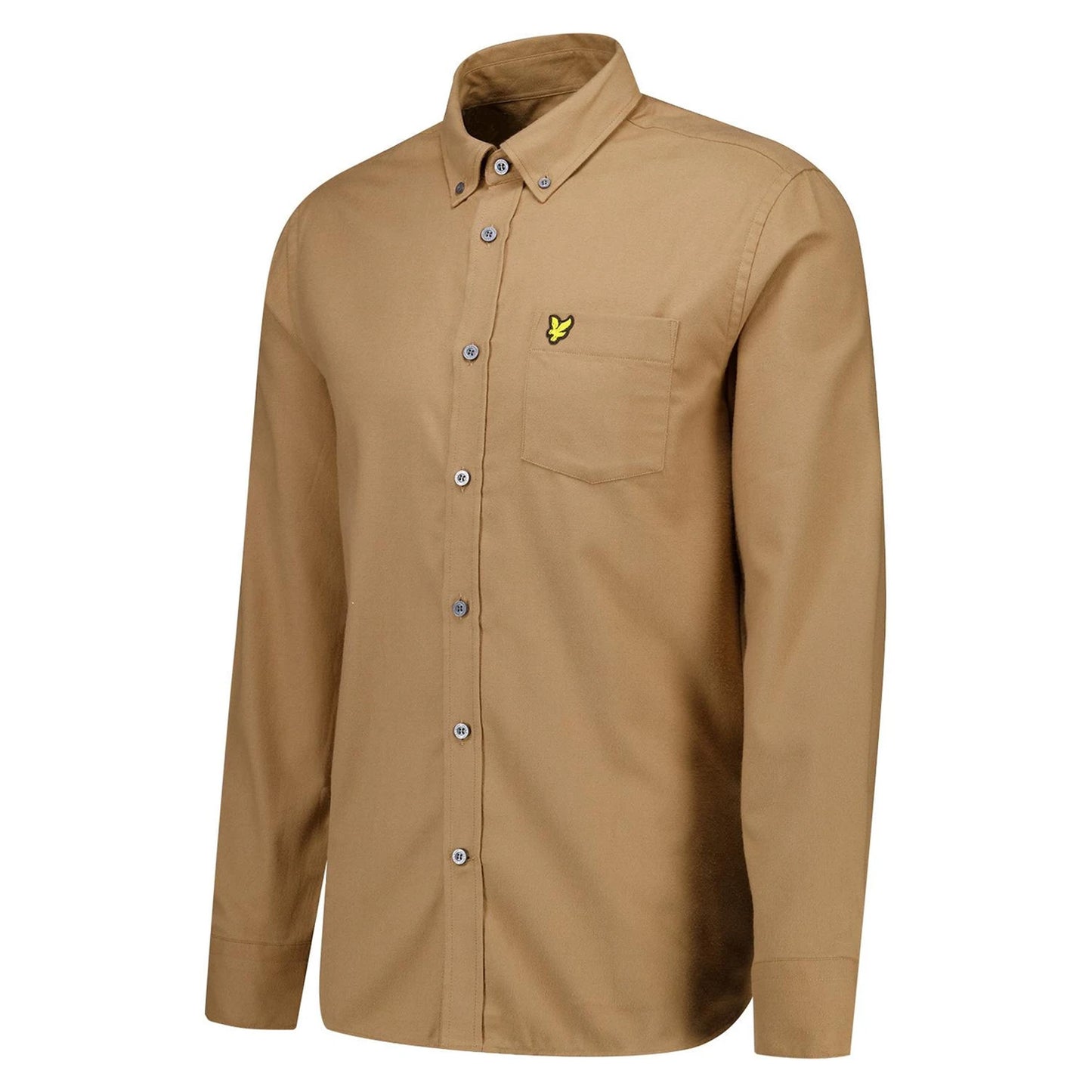 Brown - Side - Lyle & Scott Mens Plain Flannel Shirt