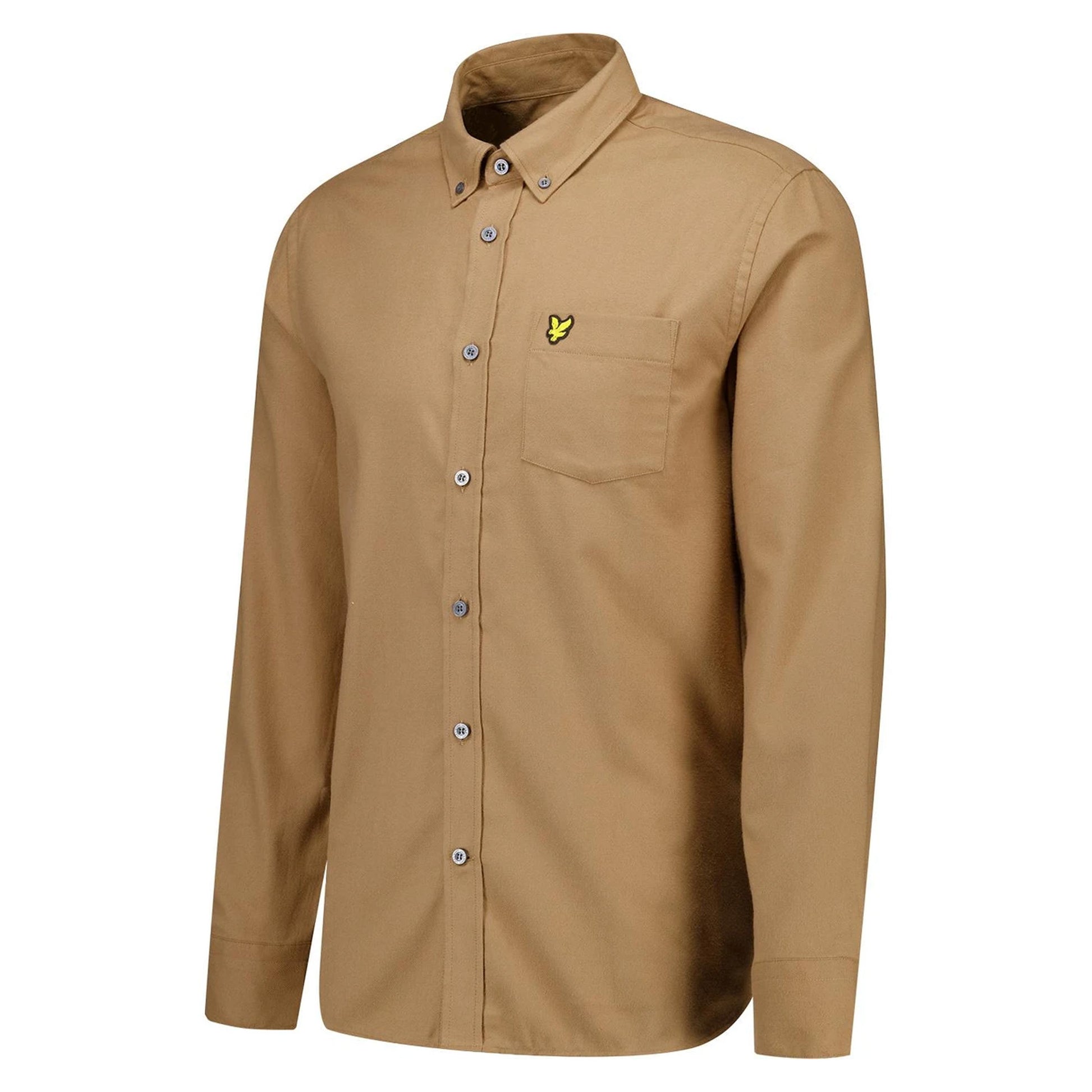 Brown - Side - Lyle & Scott Mens Plain Flannel Shirt