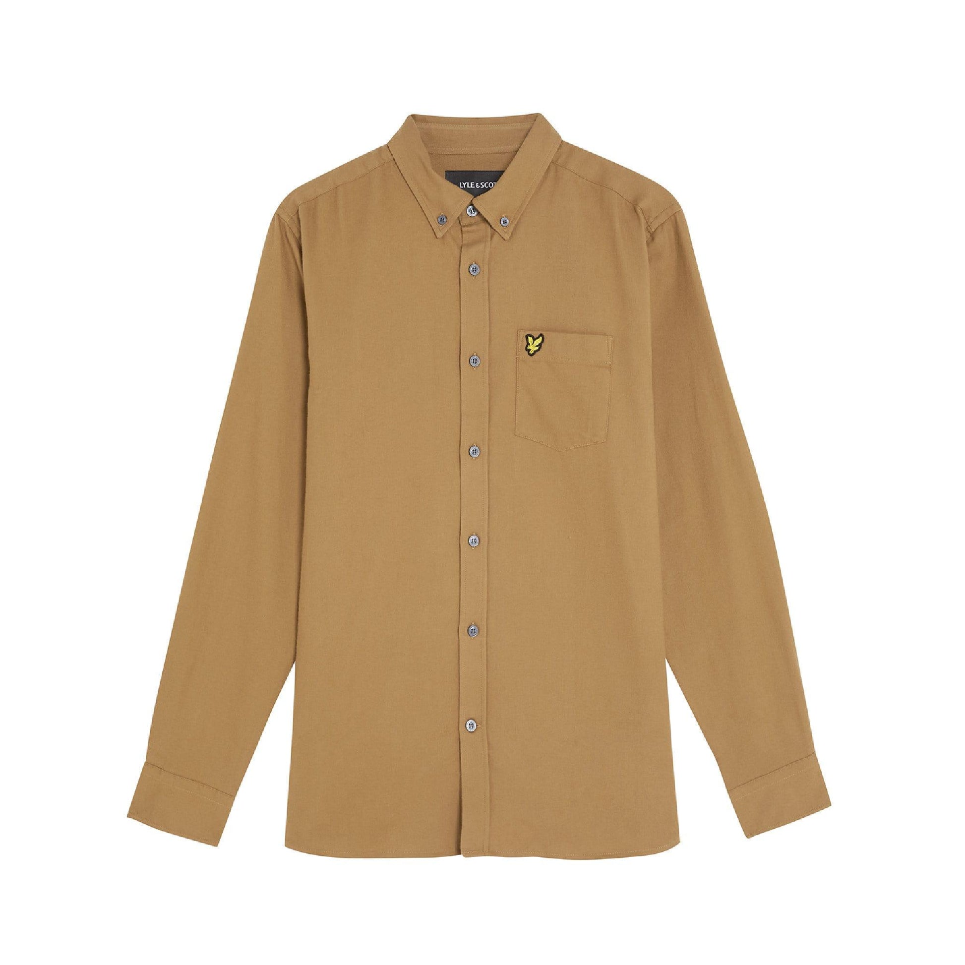 Brown - Front - Lyle & Scott Mens Plain Flannel Shirt