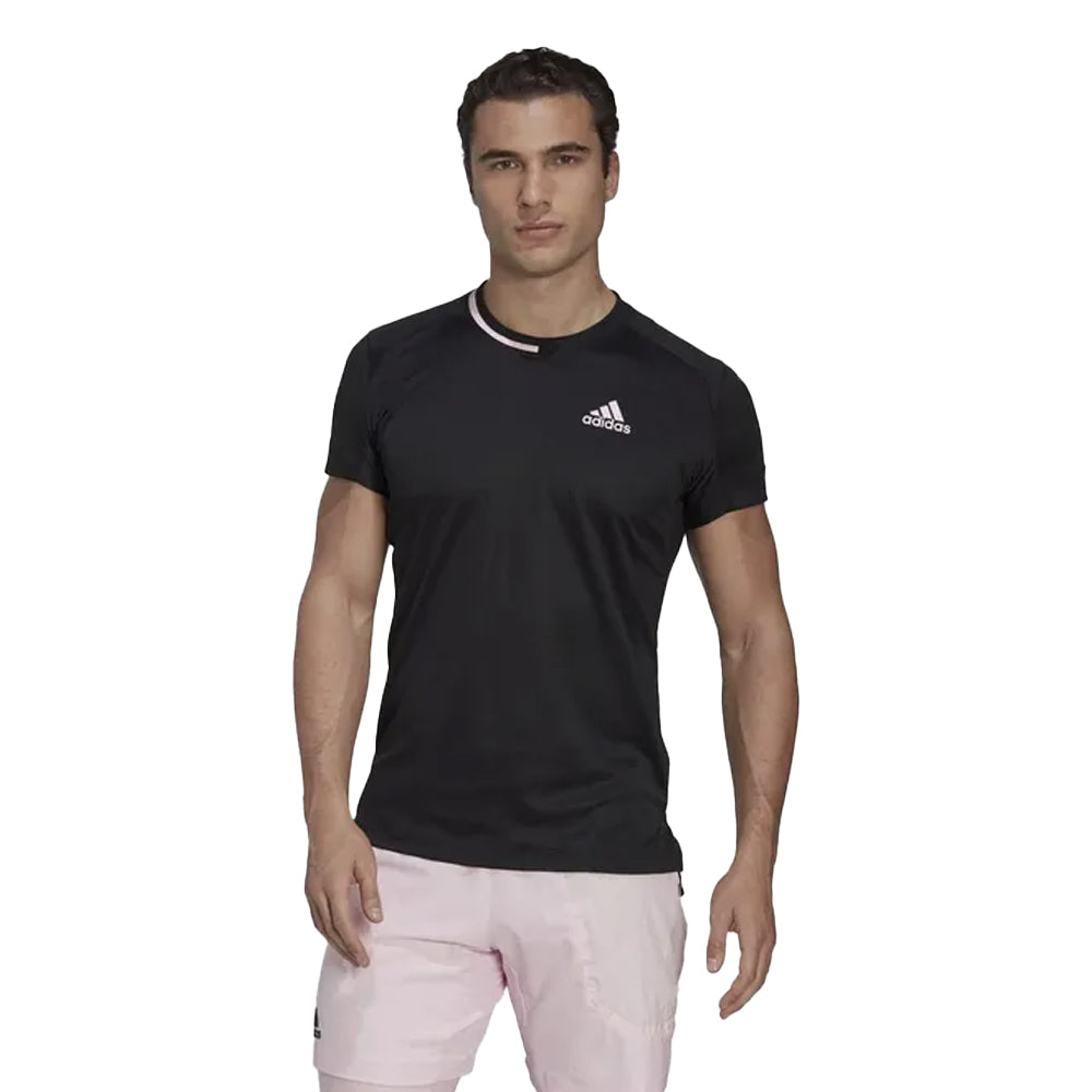 Black - Side - Adidas Mens U.S. Series Tennis T-Shirt