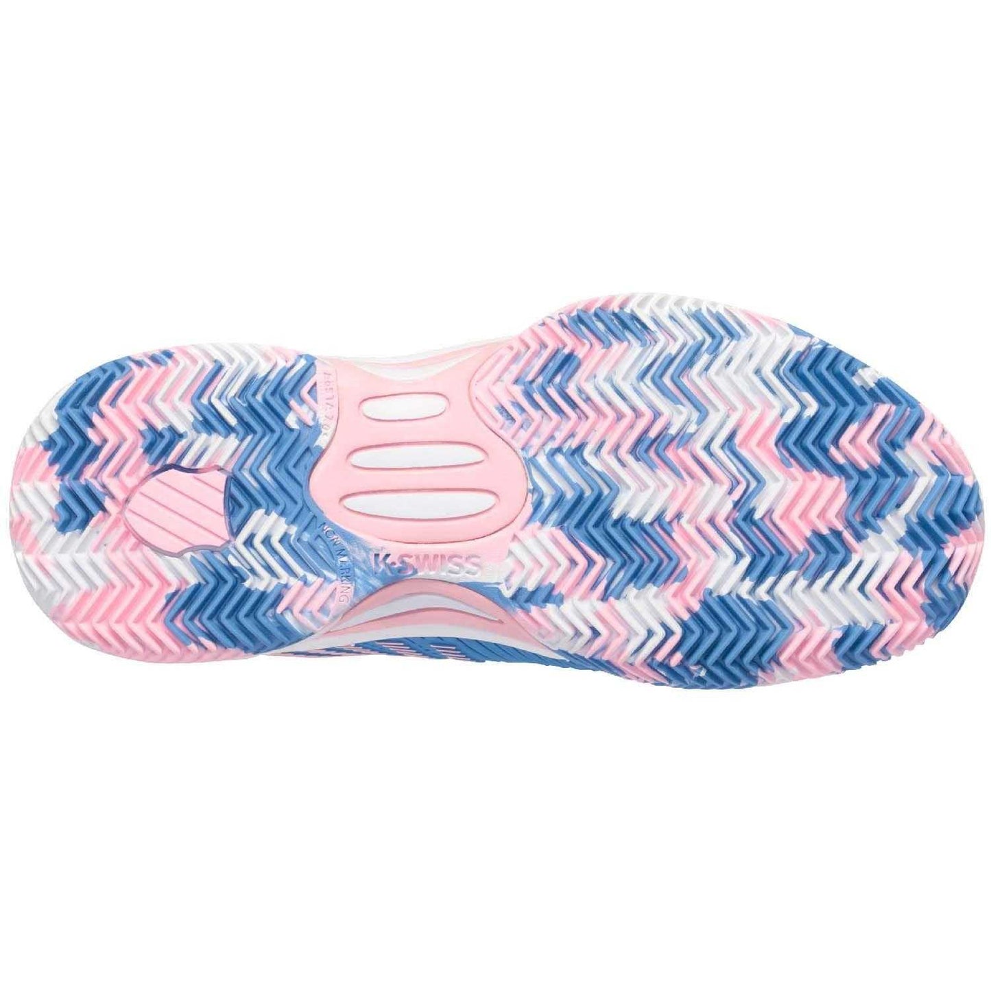 Blue-White - Pack Shot - K-Swiss Childrens-Kids Hypercourt Express 2 Faux Leather Tennis Trainers