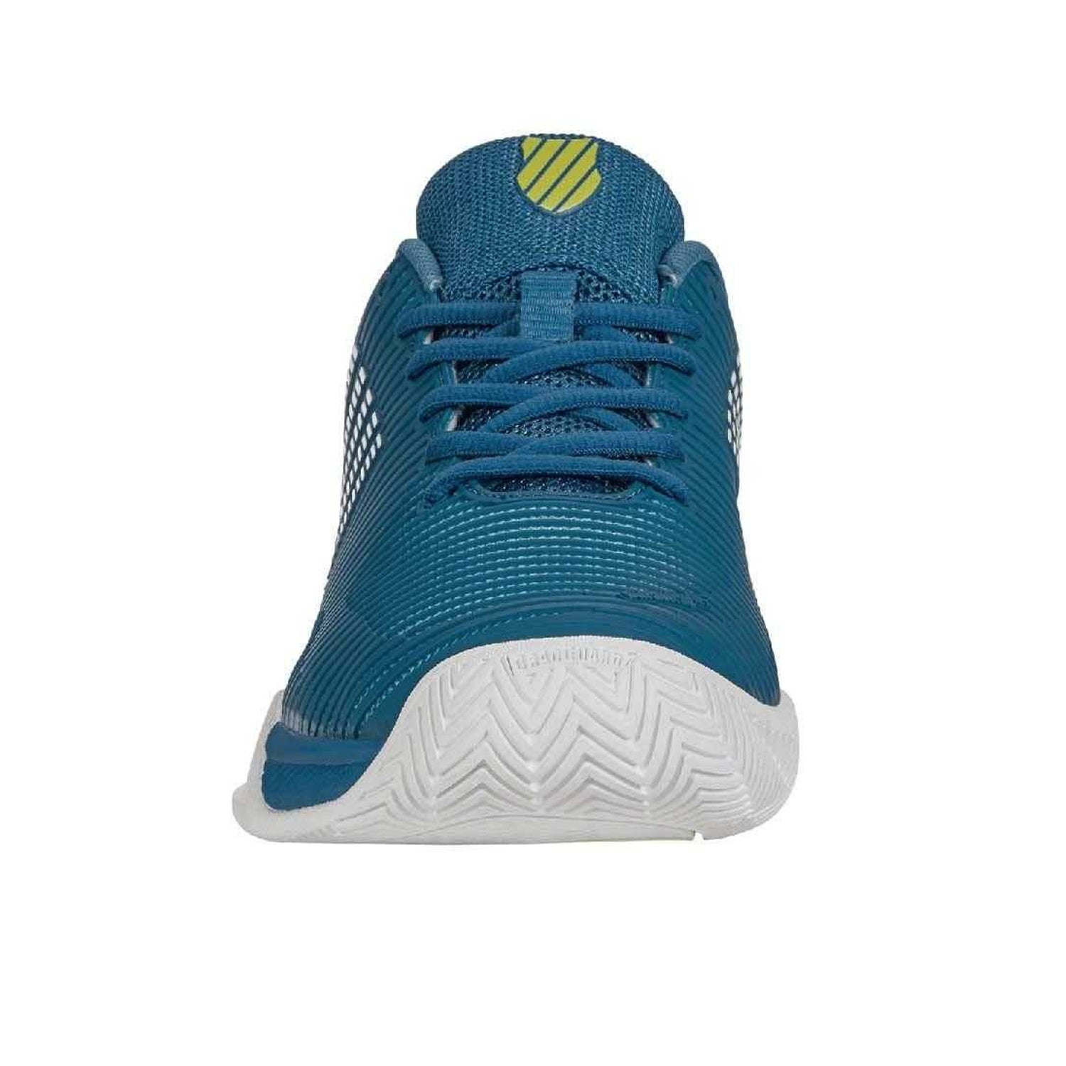 Blue - Close up - K-Swiss Childrens-Kids Hypercourt Express 2 Faux Leather Tennis Trainers
