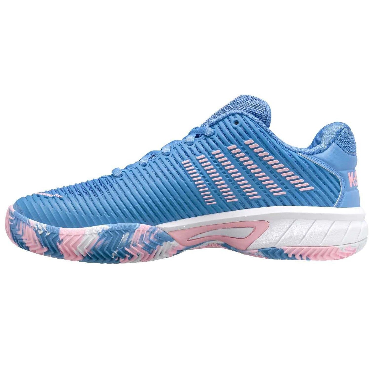 Blue-White - Side - K-Swiss Childrens-Kids Hypercourt Express 2 Faux Leather Tennis Trainers