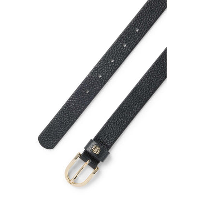 Black - Side - Boss Scarlet Monogram Cow Leather Belt