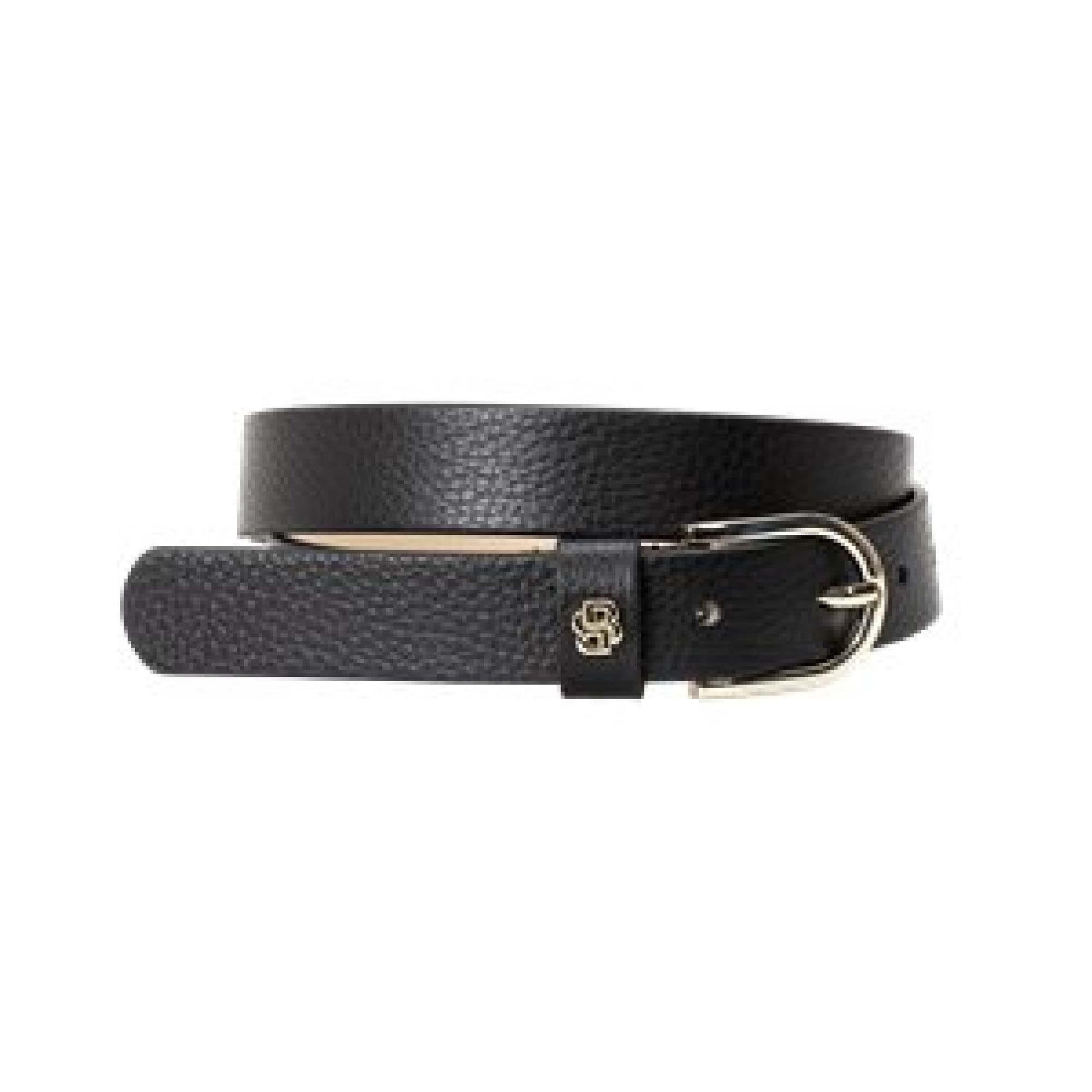 Black - Front - Boss Scarlet Monogram Cow Leather Belt