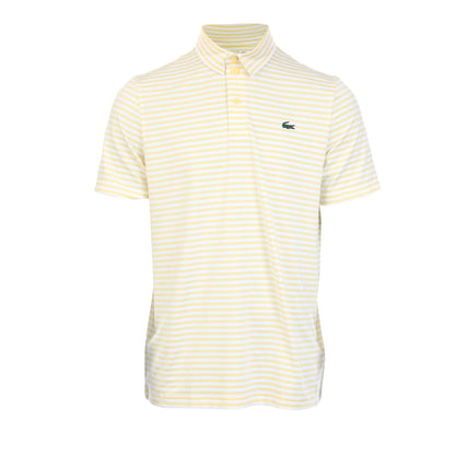 White-Yellow - Front - Lacoste Mens UV Protection Regular Golf Polo Shirt