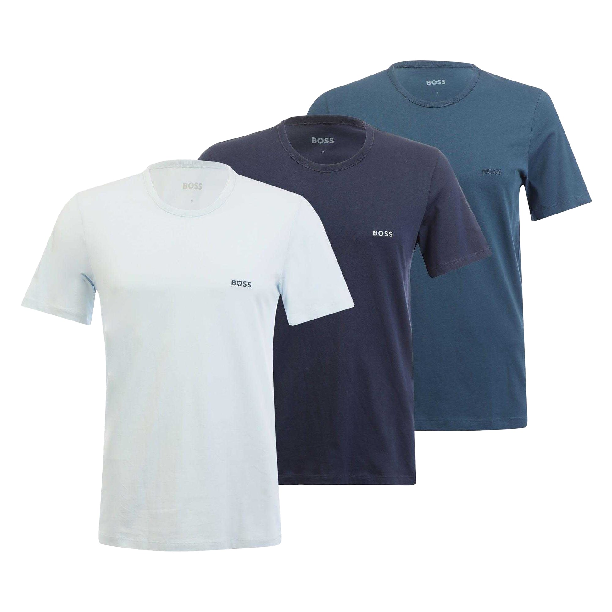 White-Navy-Blue - Front - Boss Mens Cotton T-Shirt