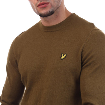 Green - Side - Lyle & Scott Mens Merino Wool Crew Neck Sweatshirt