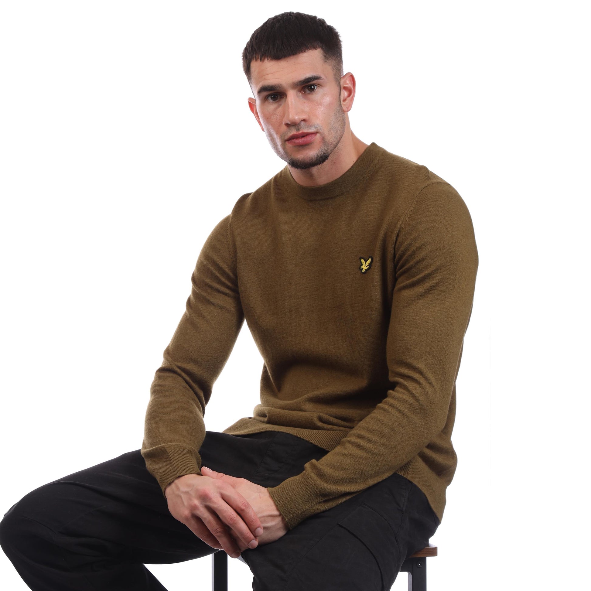 Green - Lifestyle - Lyle & Scott Mens Merino Wool Crew Neck Sweatshirt