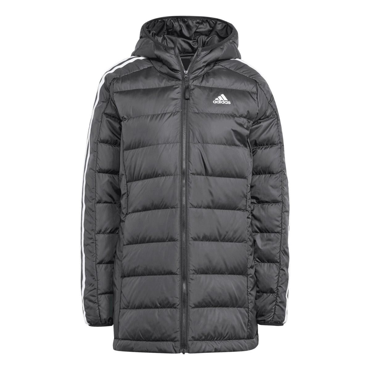 Black - Back - Adidas Womens-Ladies Essentials 3 Stripes Parka